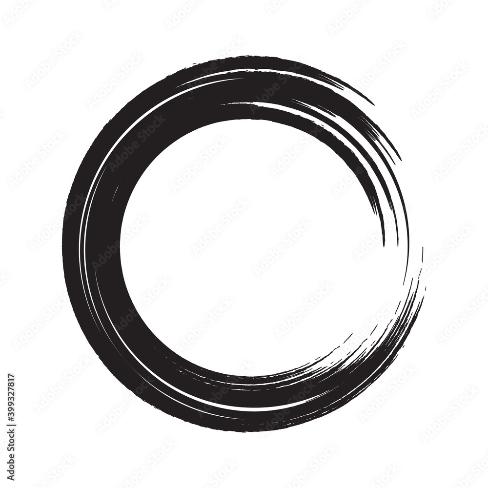Black paint brush circle stroke. Abstract japanese style hand drawn black ink circle. Black paint brush circle stroke. Abstract japanese style hand drawn black ink circle.