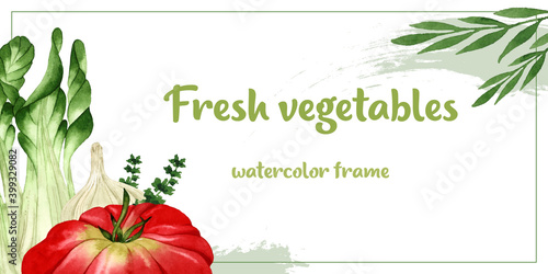 Fresh ripe vegetables watercolor frame