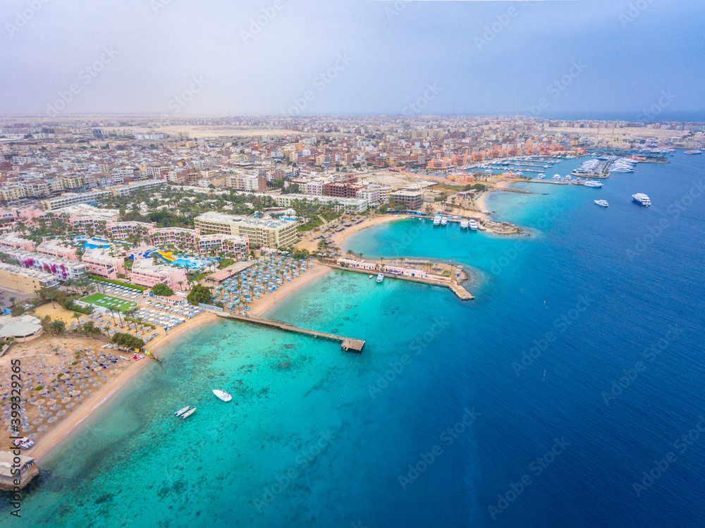 An aerial view on Hurghada town in Egypt