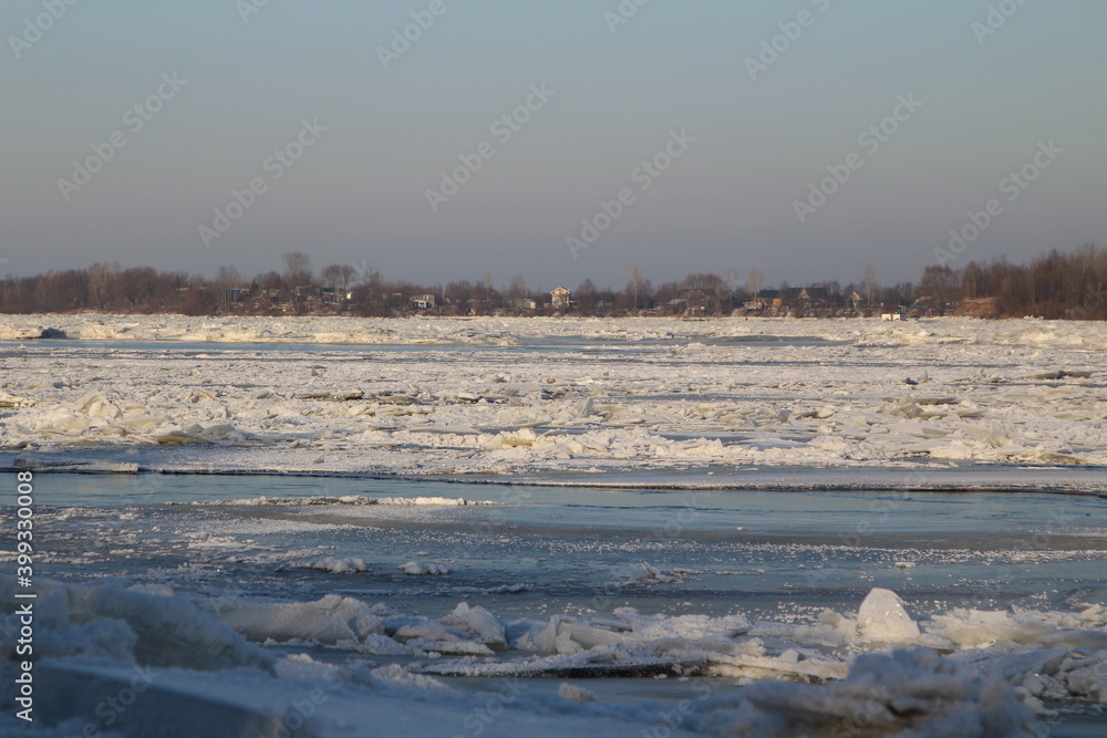 ice hummocks on the river