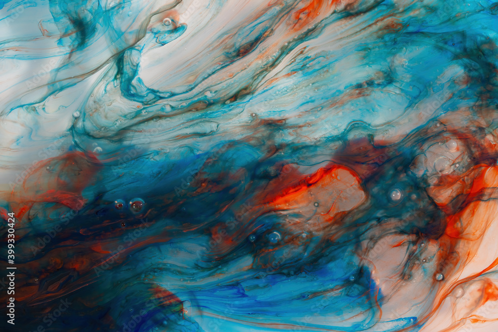 Abstract background paint in water. Ebru, Paper marbling paint.
