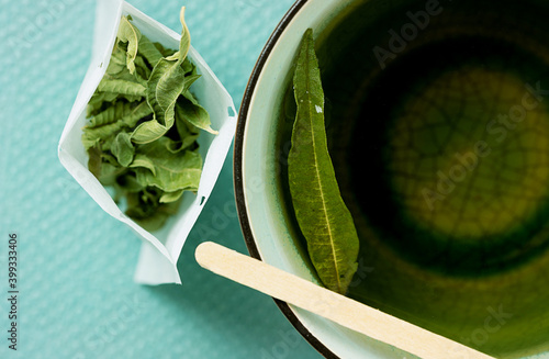 Lemon Verbena tea with lemon