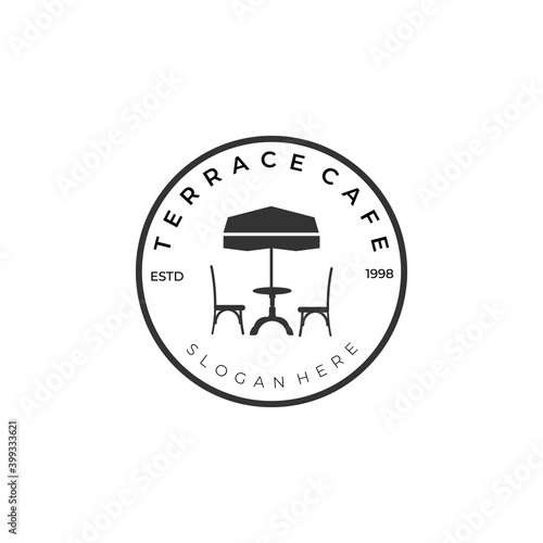 terrace cafe emblem vintage logo vector illustration template design