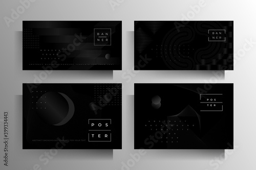 Cover for a banner, poster, flyer, brochure, card, folder a set of templates of different formats. Geometric strict vector design in black colors.