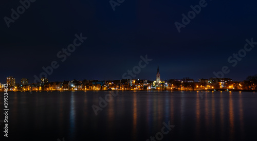 Fototapeta Naklejka Na Ścianę i Meble -  Elk winter panorama. Night photo. Masuria, Poland.