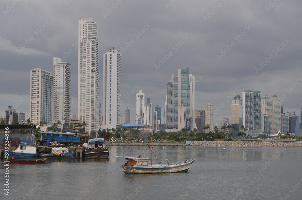 Downtown of Panama City from Fisher Port - Panama. Central America.