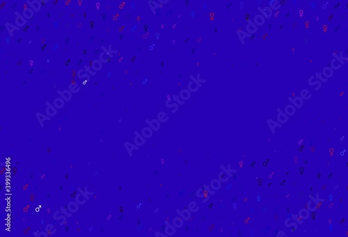 Light pink, blue vector pattern with gender elements.
