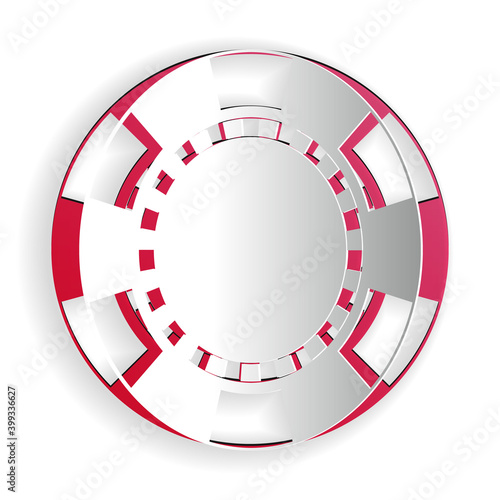 Paper cut Casino chip icon isolated on white background. Paper art style. Vector.