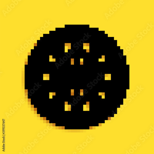 Black Classic darts board with twenty black and white sectors icon isolated on yellow background. Dart board sign. Dartboard sign. Game concept. Long shadow style. Vector.