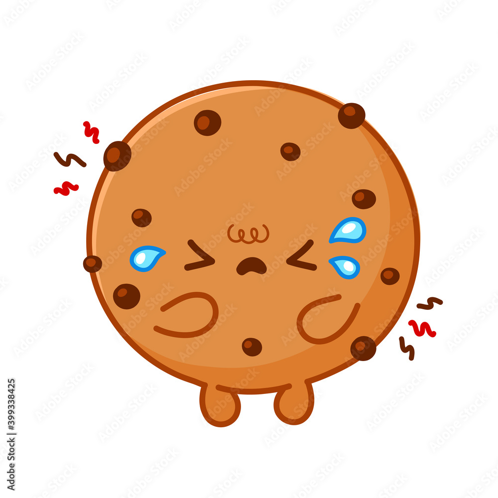 Cute funny sad cookie with chocolate chips Cute funny sad cookie with chocolate chips