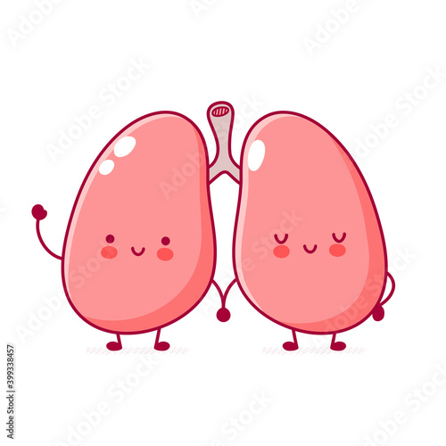 Cute funny human lungs organ character