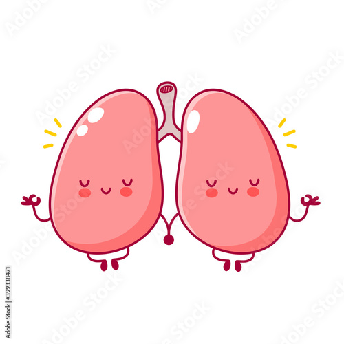 Cute funny human lungs organ character