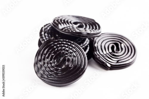 Licorice candy on the white...