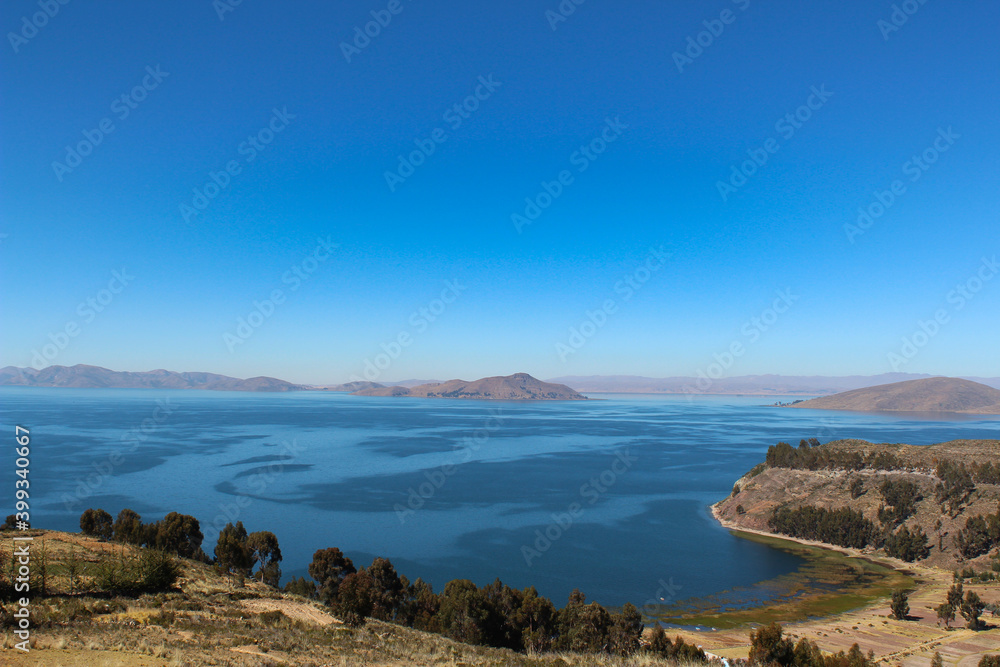 Lake Titicaca, Lago Titicaca, a freshwater lake in the Andes on the border of Bolivia and Peru, often called the 