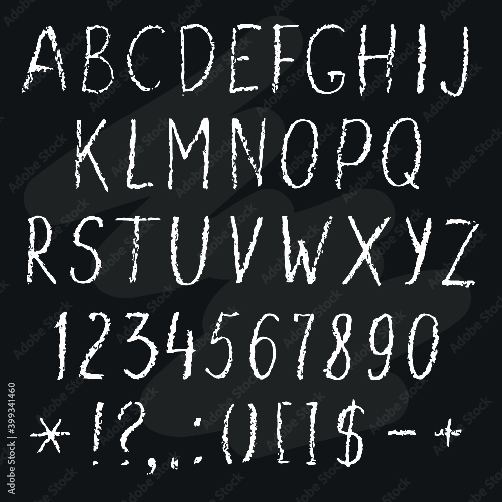 Chalk vector alphabet. Latin letters and numbers in chalk. English alphabet for menu design. Chalk vector alphabet. Latin letters and numbers in chalk. English alphabet for menu design.