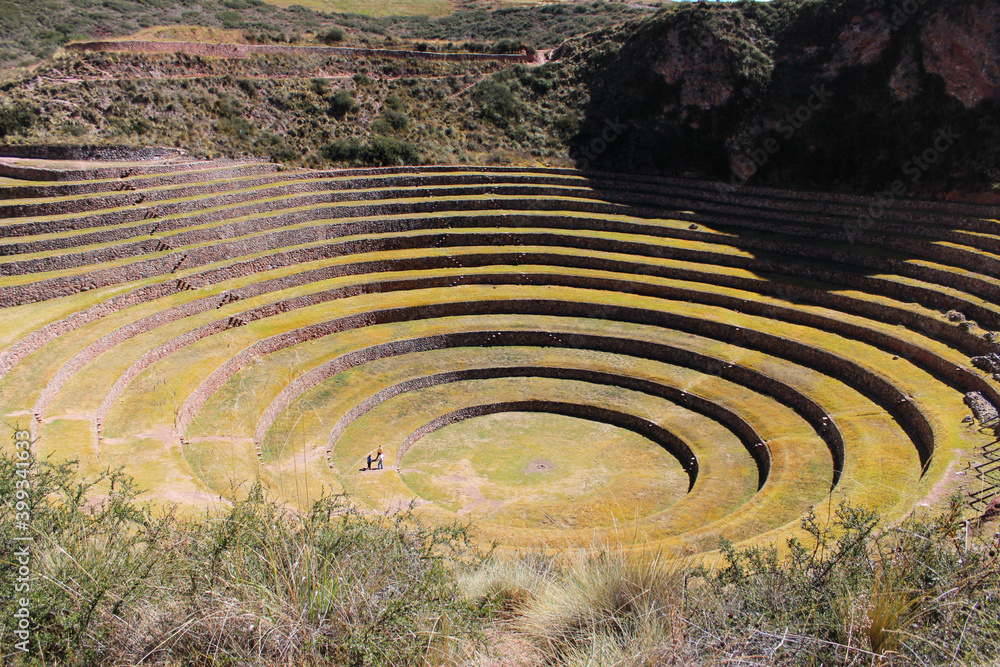 Inca terraces of Moray, Sacred Valley Peru, near Cuzco and Urubamba. Ancient terraces that look like an amphitheater Inca terraces of Moray, Sacred Valley Peru, near Cuzco and Urubamba. Ancient terraces that look like an amphitheater