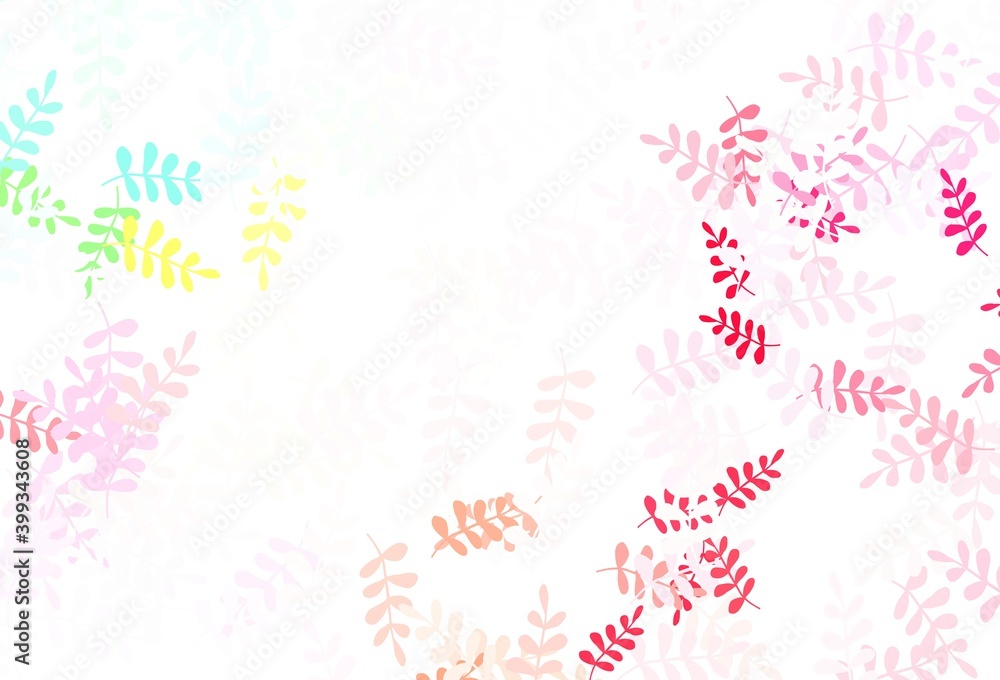 Light Pink, Yellow vector doodle backdrop with leaves. Light Pink, Yellow vector doodle backdrop with leaves.