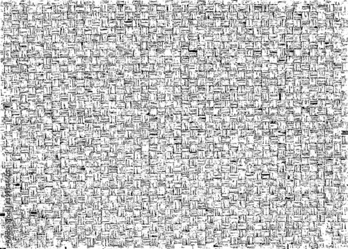 Vector fabric texture. Distressed texture of weaving fabric. Grunge background. Abstract halftone vector illustration. Overlay to create interesting effect and depth. Black isolated on white. EPS10.