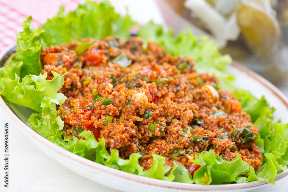 Traditional delicious Turkish foods: bulgur salad (kisir) Traditional delicious Turkish foods: bulgur salad (kisir)