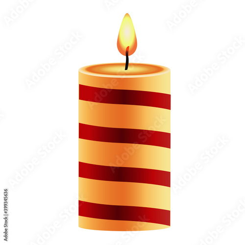 happy new year golden and red stripes candle decoration