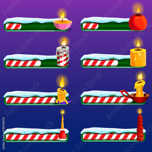 Big set game resource bar with burning candle