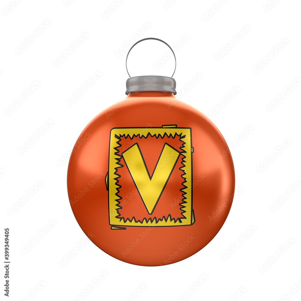 3d render Christmas decorative ball with the letter 3d render Christmas decorative ball with the letter