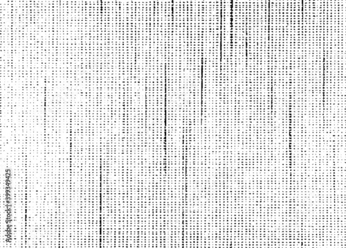 Vector fabric texture. Distressed texture of weaving fabric. Grunge background. Abstract halftone vector illustration. Overlay to create interesting effect and depth. Black isolated on white. EPS10.