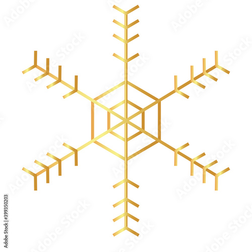 happy merry christmas golden snowflake icon