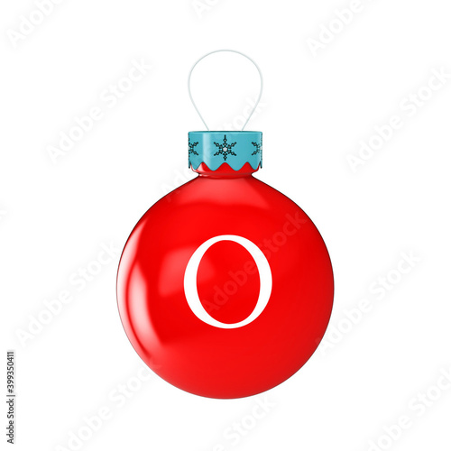 3D render shiny and glossy Christmas ball with latter and number