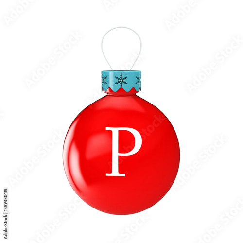 3D render shiny and glossy Christmas ball with latter and number