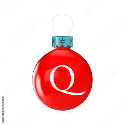 3D render shiny and glossy Christmas ball with latter and number