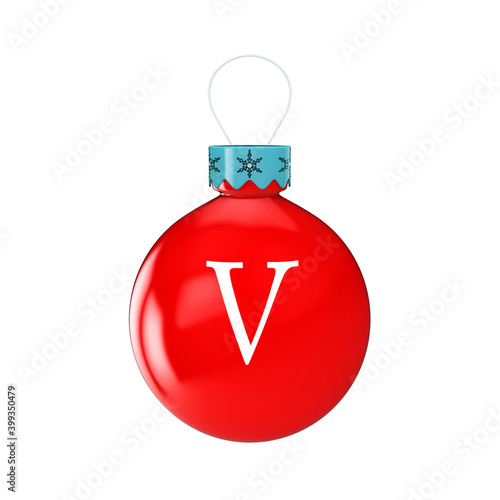 3D render shiny and glossy Christmas ball with latter and number