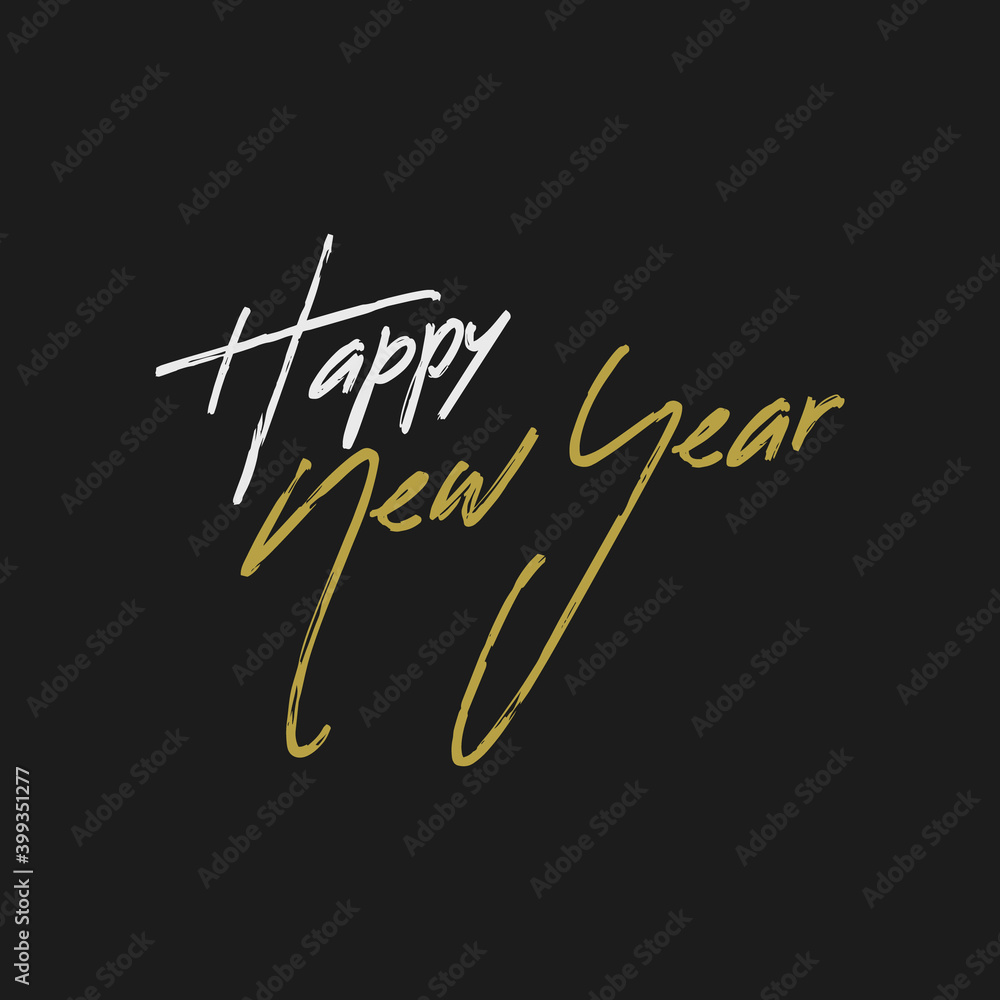 Obraz premium Happy new year typography sign. Vector Lettering Composition. Holiday design for greeting card.
