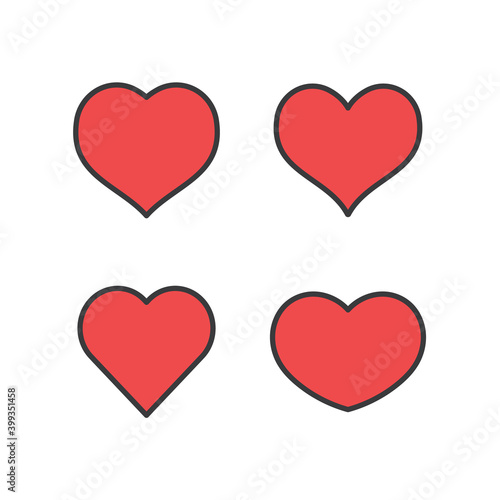 Heart icons collection. Vector designs in shape of hearts. Love   care and valentine s day symbol.