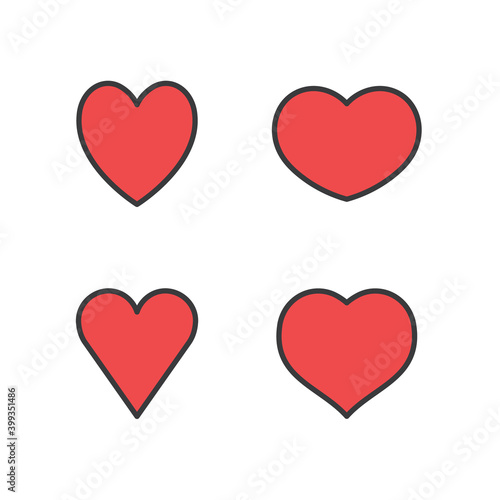 Heart icons collection. Vector designs in shape of hearts. Love , care and valentine's day symbol.