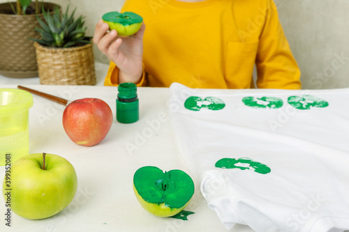 Printing of stamps. handmade with an exclusive print on clothes. step-by-step instruction
