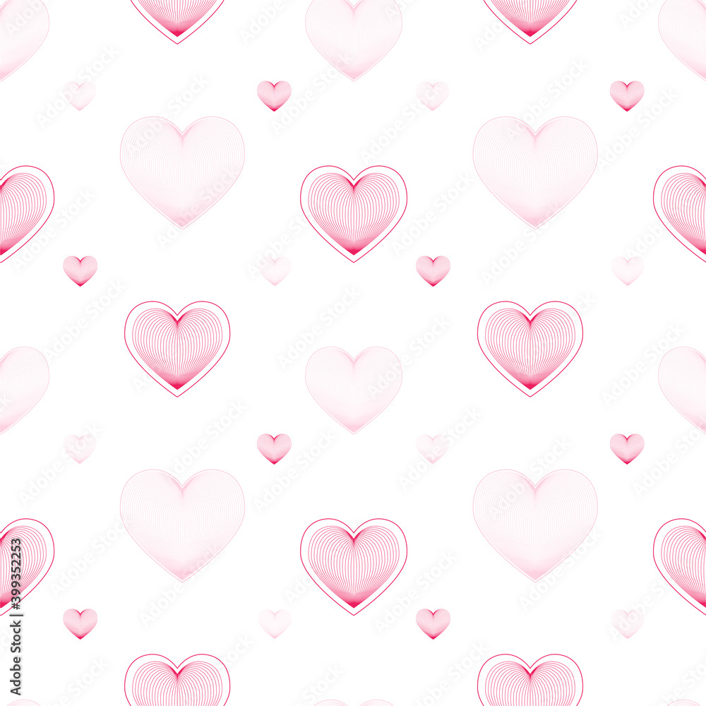 Vector seamless pattern linear heart. Valentine's Day. Love.