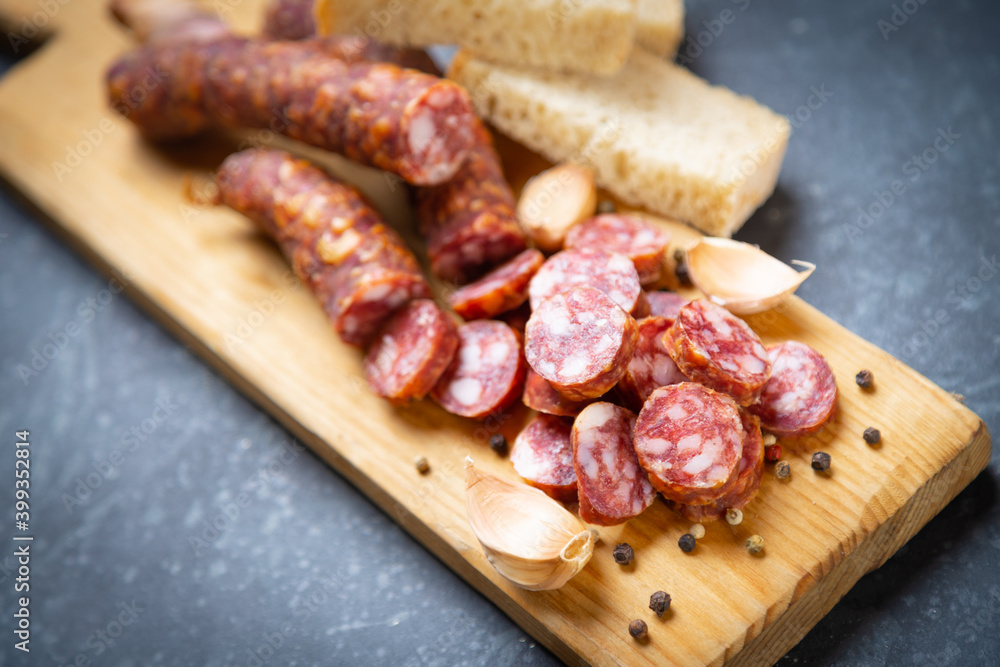 Slices of cured meat sausage Slices of cured meat sausage