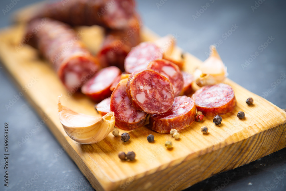 Slices of cured meat sausage Slices of cured meat sausage