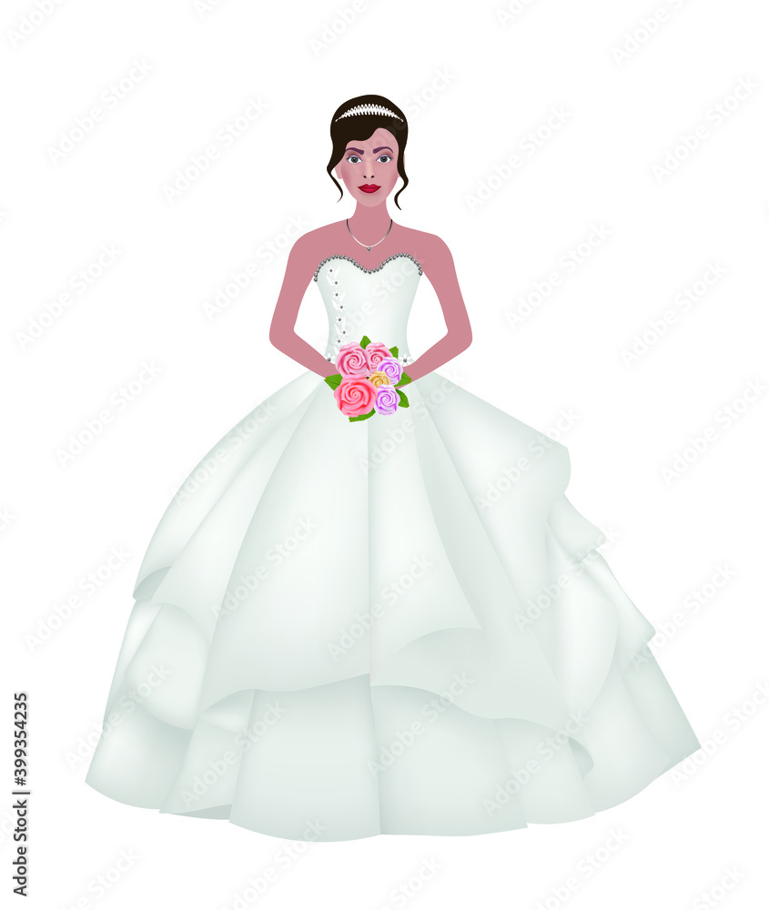 Woman in weeding dress. vector illustration