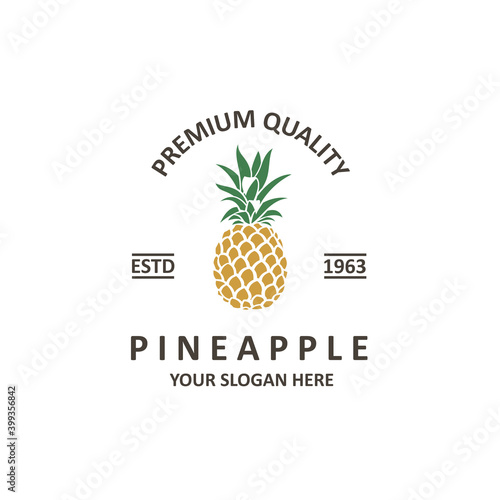 emblem of pineapple tropical fruit isolated on white background
