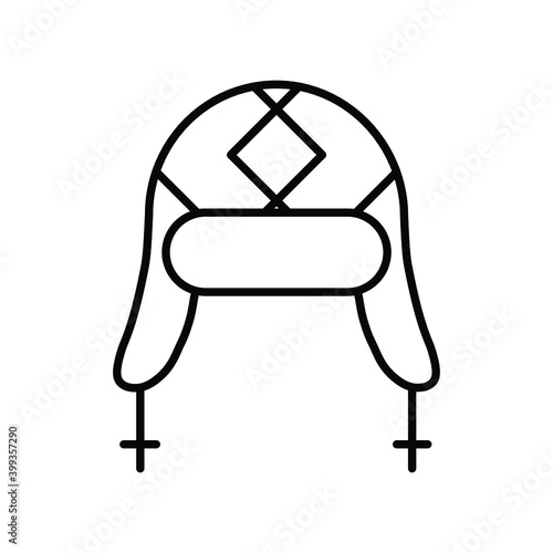 Long earflaps Beanie hat line icon
