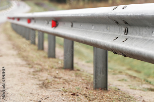 Tableau sur toile Metal guardrail with retro-reflecting optical units