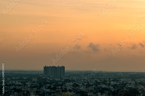 sunset over the city