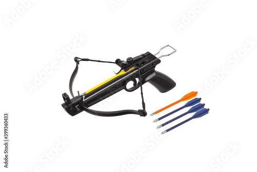 Modern crossbow isolate on a white back. Quiet weapon for hunting and sports.