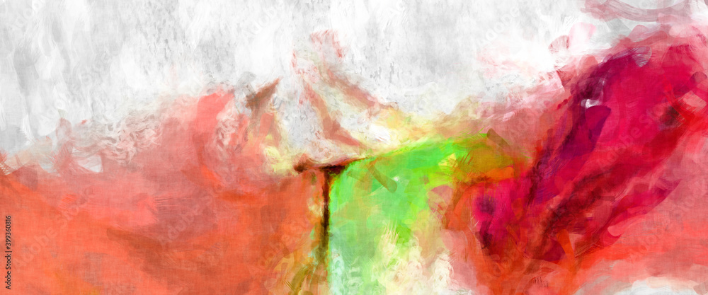 Naklejka premium Rough brushstrokes on abstract background. Brush painting. Color strokes of paint. Unique wall art. Modern art on canvas. Colorful contemporary artwork.