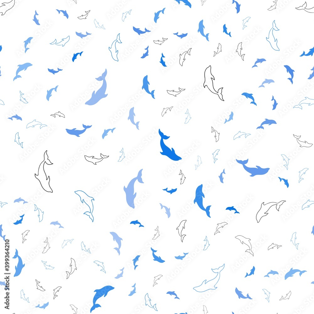 Light Blue, Yellow vector seamless backdrop with ocean dolphins. Natural illustration with sea dolphins. Pattern for websites of animals. Light Blue, Yellow vector seamless backdrop with ocean dolphins. Natural illustration with sea dolphins. Pattern for websites of animals.