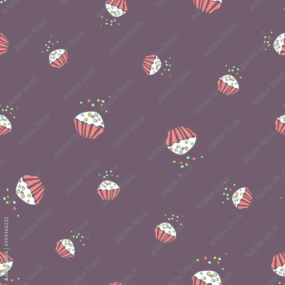 Seamless vector pattern of cupcakes on a brown background Seamless vector pattern of cupcakes on a brown background