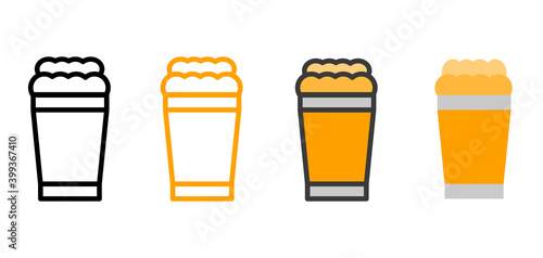 Soda cup icons with multiple styles, outline, colored lines, and flat icons. Vector icon design