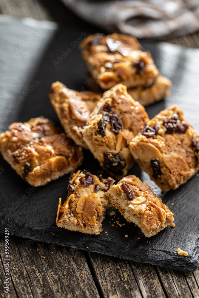 Crunchy cereal cookies with nuts and raisins Crunchy cereal cookies with nuts and raisins